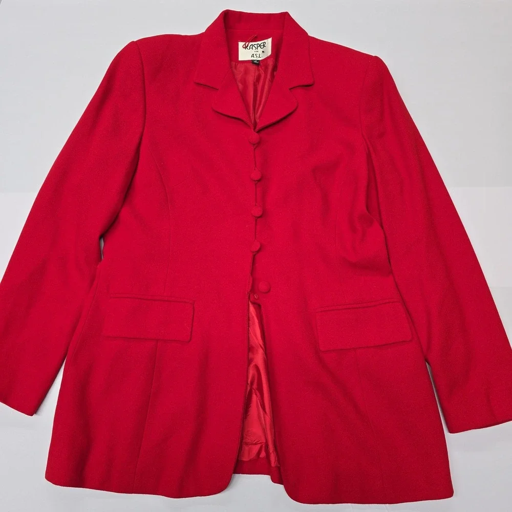Kasper For ASL Red Button Front Blazer Women's Size 12‎